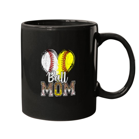 Discover Ball Mom Heart Baseball Softball Mama Women Moth Mugs
