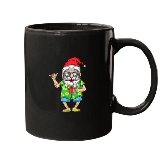 Discover Christmas In July Santa Matching Hawaiian Beach Summer 2022 Mugs