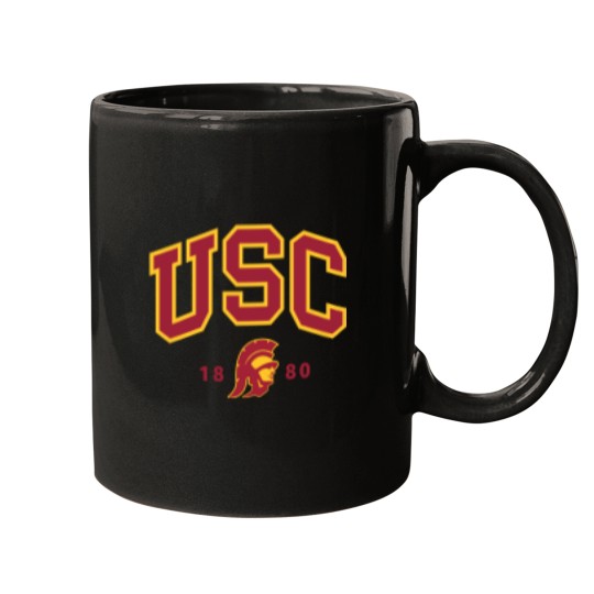Discover Usc Curved Block Logo With Cardinal Gold Trojan Mugs