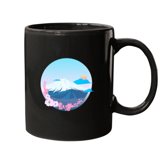 Discover Cherry Blossom and Mountain Fuji Active Mugs
