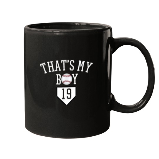 Discover 19 Thats My Boy Baseball Number Jersey Dad Baseball Mom Mugs