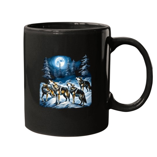 Discover Wolf Pack Howling wolf pack fanatsy art Mugs