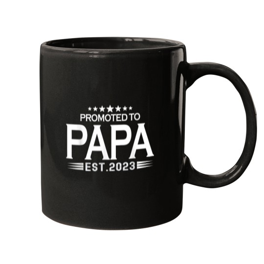 Discover Promoted To Papa Est2023 Funny First Time Dad Daddy Mugs