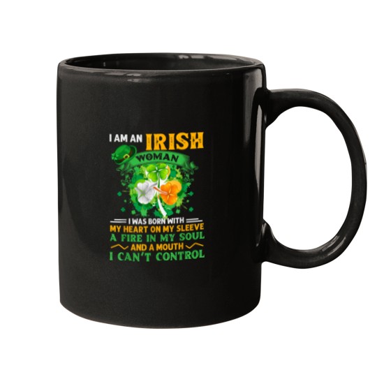 Discover I Am An Irish Woman I Was Born With My Heart On My Sleeve Mugs