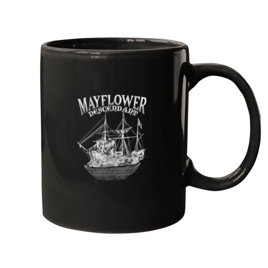 Discover Mayflower Descendant Boat History Gift USA Pilgrim Fathers Mugs