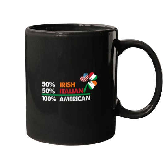 Discover 50 Half Irish Italian 100 American flag shamrock Heritage 4825 Mugs