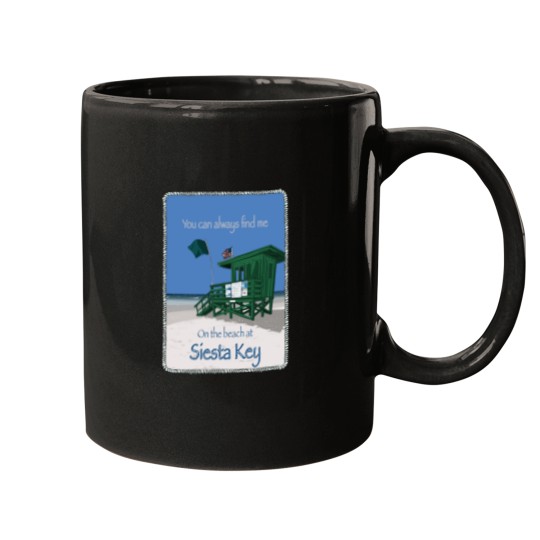 Discover Siesta Key beach green lifeguard stand with rope- digital art Active Mugs