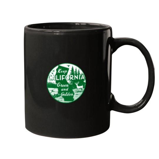 Discover 1960s Keep CaliforniaGreen and Golden Mugs