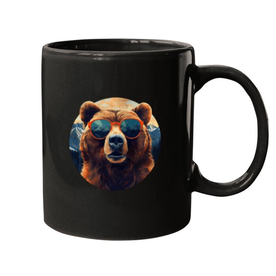 Discover vintage grizzly bear wearing glasses pullover Mugs