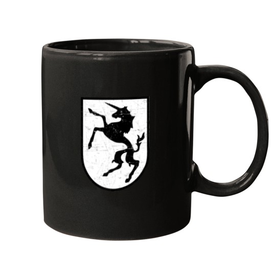 Discover Kriegsmarine U-boat U-1195 - Prancing Unicorn - Grunge Style Mugs