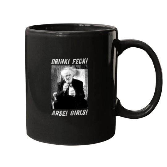 Discover White And Black Father Arts Design Ted Sitcom Drink! Feck! Arse! s! Mugs