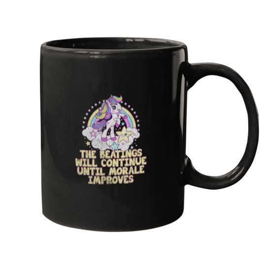 Discover The Beatings Will Continue Until Morale Improves - Rainbow Unicorn Mugs