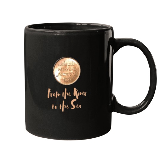 Discover 1939 Palestinian Coin Mugs with From the River to the Sea as a Caption