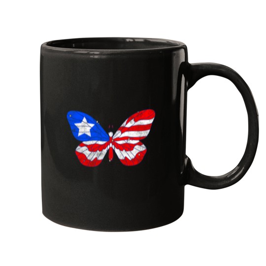 Discover PR Flag Butterflyeritage Puerto Rico Mugs