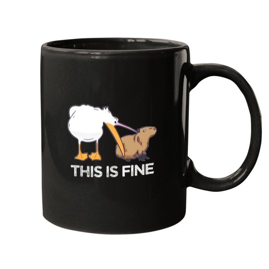 Discover This is fine Meme funny Capybara dog Pelican Nihilism Joke Mugs