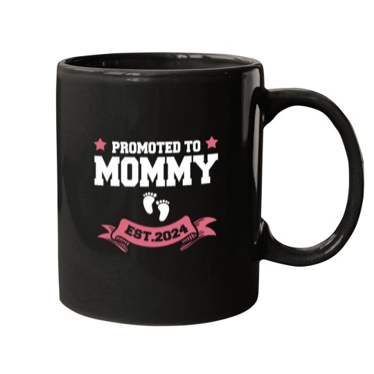 Discover Promoted To Mommy 2024 New Mom Pregnancy Announcement Funny Classic Mugs