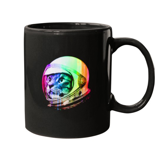 Discover Astronaut Space Cat Digital Rainbow Version Mugs