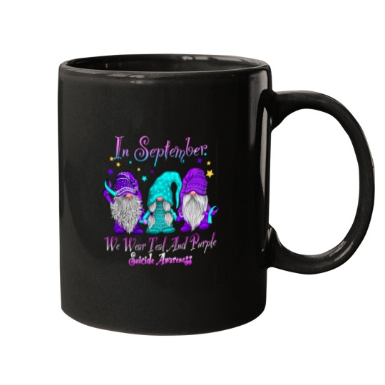 Discover Gnomes In September We Wear Teal PurplePrevention Mugs