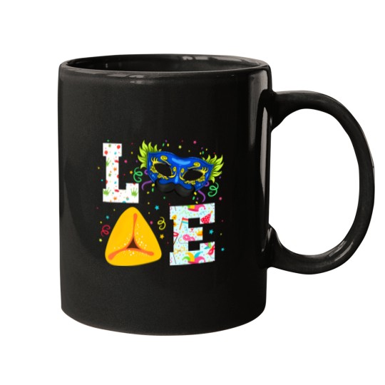 Discover love jewish costumes purim mask hamantaschen cookies t Mugs