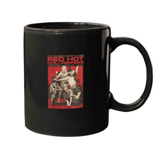 Discover Vintage RHCP Tour 1991 Mugs, Red Hot Chili Peppers Rock Band 2023 Mugs