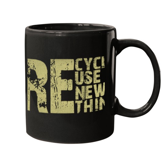 Discover Recycle Reuse Renew Rethink Earth Day Environmental Activism Mugs