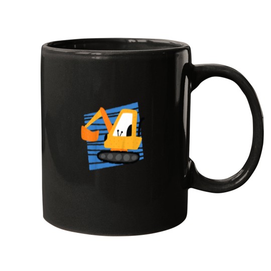 Discover Kids Construction Excavator Machine Cartoon Graphic for Mugs