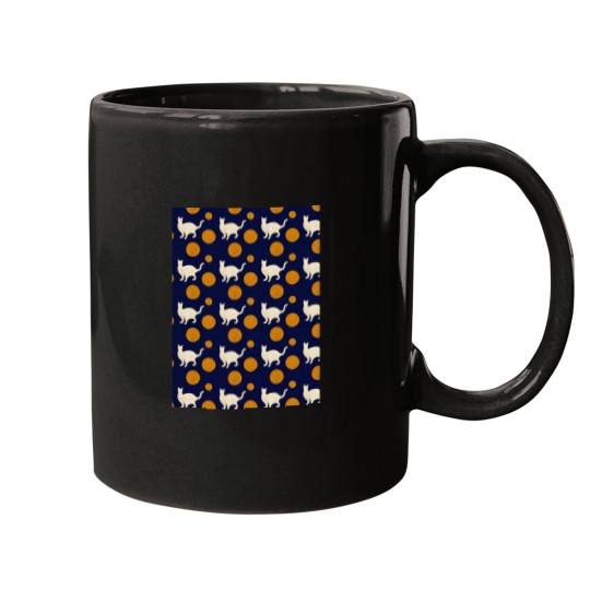 Discover White Cat Orange Polka Dots - Matisse-esque Graphic Mugs