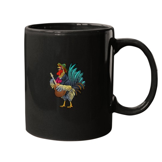 Discover Giant Rooster Guitaring Funny Chicken Gallo Playing Guitar Mugs