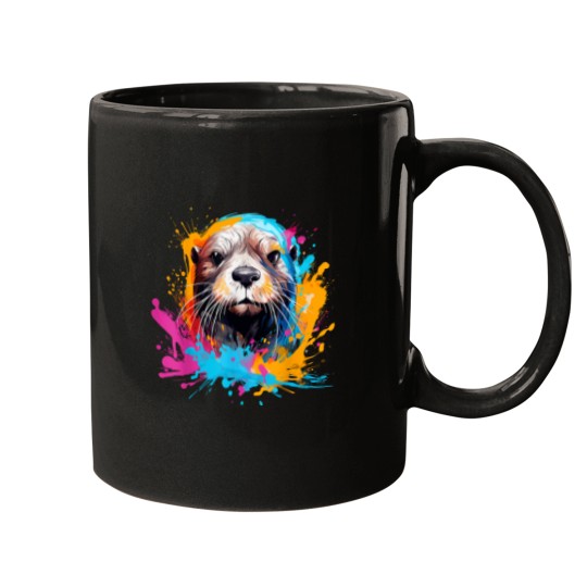 Discover Sea Otter Animals Lover Colorful Splash Art Mugs