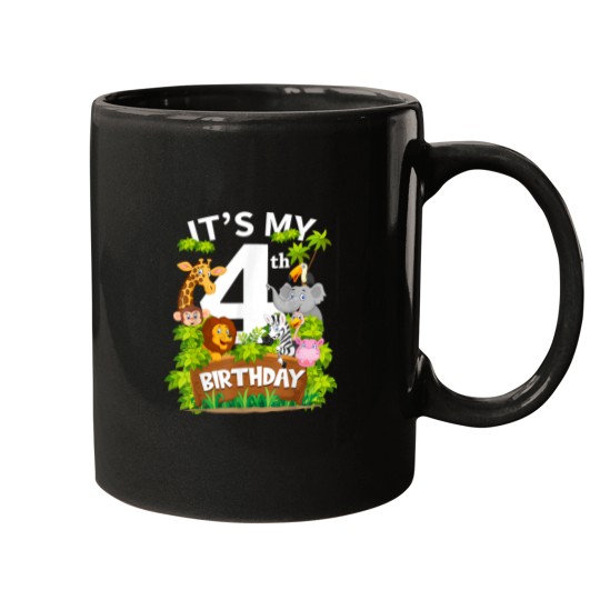 Discover Its My 4th Birthday Zoo Animal Cute 4 Year Old Birthday Mugs