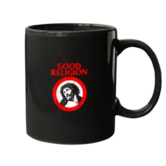 Discover Good Religion Funny Jesus Punk Rock Parody Shirt Mugs