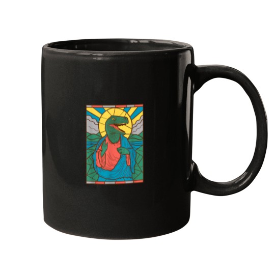 Discover Raptor Jesus Dinosaur Christ Meme Holy Velociraptor Mugs