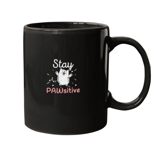 Discover Stay Pawsitive - Funny Cute Cat Pun Mugs