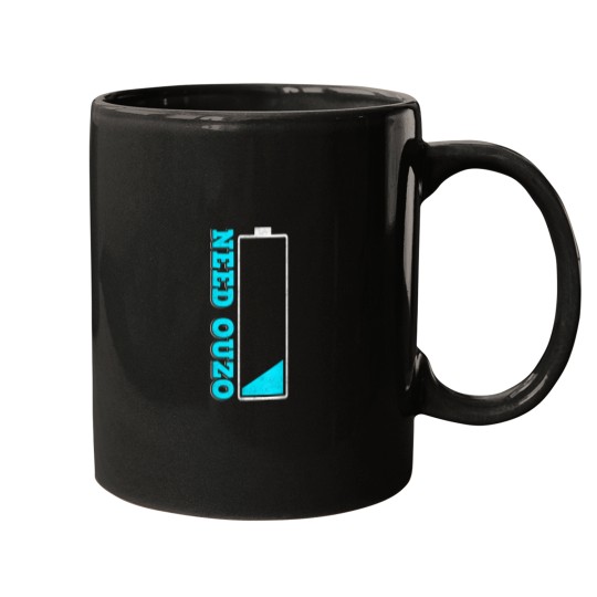 Discover Need Ouzo No Battery Recharge with Ouzo Party Greek Mugs