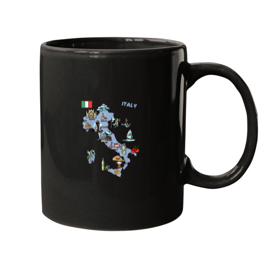 Discover Italy tourist map with landmarks flag and famous symbols Mugs