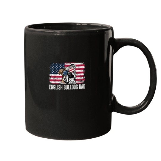 Discover Distressed USA Flag English Bulldog Dad Fathers Day Mugs