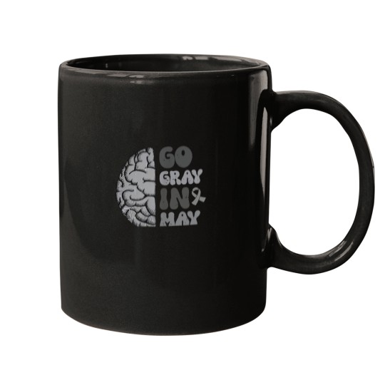 Discover Go Gray In May Brain Cancer Awareness Survivor Gray Ribbon Mugs