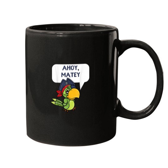 Discover Ahoy Matey Cute Pirate Parrot Cartoon Mugs