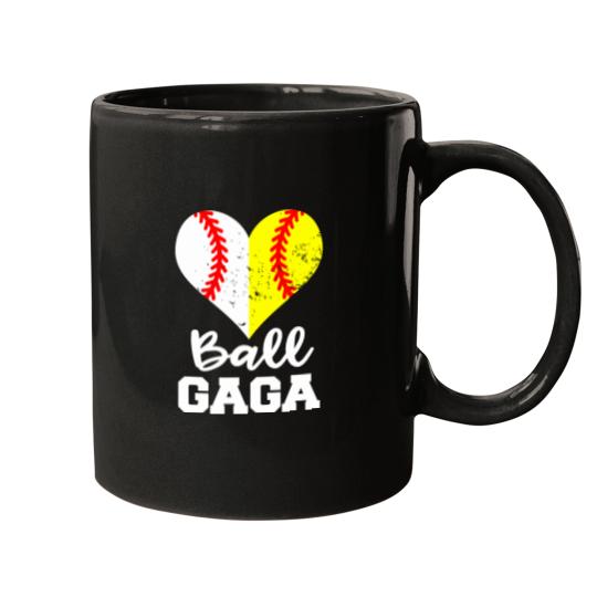 Discover Sport Baseball Ball Gaga Heart Funny Baseball Softball Gaga Grandma Mugs
