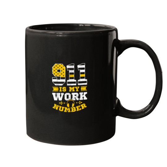 Discover 911 Is My Work Number Dispatcher Thin Yellow Line Emergency Mugs