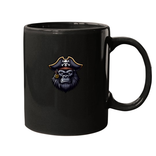 Discover Majestic Gorilla Face Pirate Look Mugs