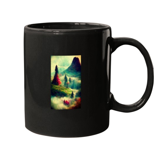 Discover Fantasy Mountain Scene Mugs