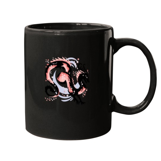Discover Cherry Blossom Dragon Drawing T-Shirt 2 Mugs