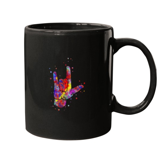 Discover I Love You ASL Sign Language Watercolor Mugs