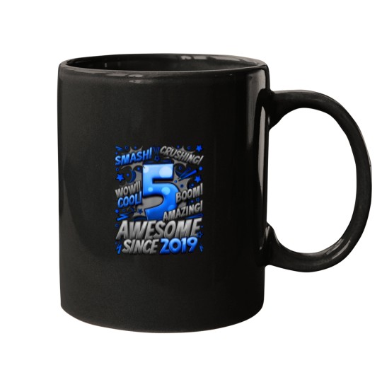 Discover 5th Birthday Comic Style Awesome since 2019 5 Yea Mugs
