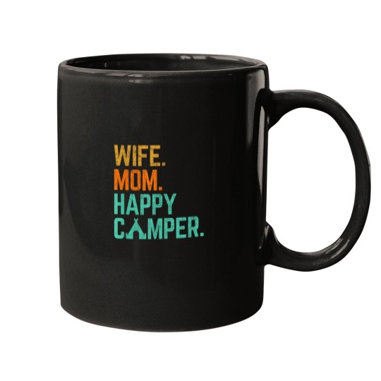 Discover Wife Mom Happy Camper Cute Funny Matching Family Mugs