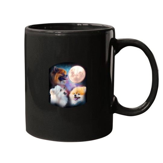 Discover Pomeranian Dog T Shirt Howling at Moon Mugs