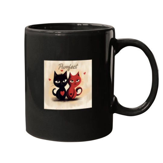 Discover Charming Heartfelt Feline Art Mugs