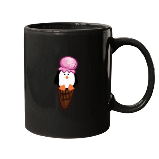 Discover Penguin strawberry ice cream waffle Fitted Mugs