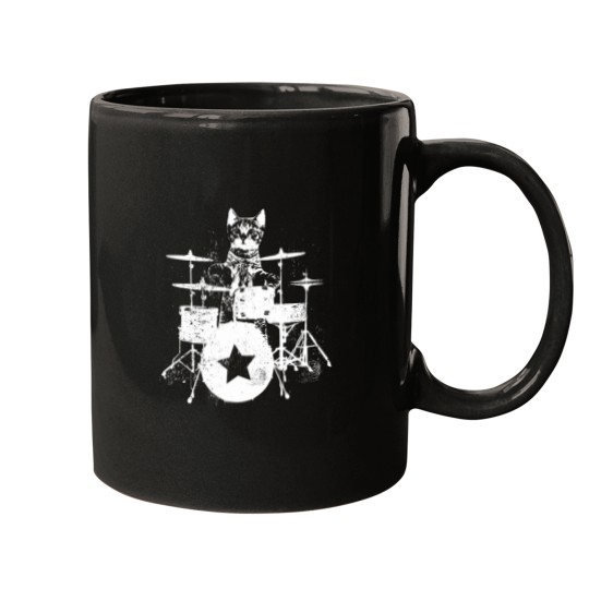 Discover Rockstar Kitty beats Drums in black Classic Mugs